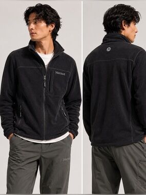 Marmot Black Full Zip Fleece Jacket XL/TG Outdoor Zip-Up Sweater